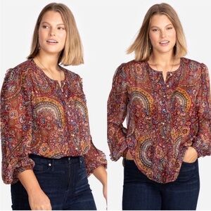 Johnny Was Epsilon Paisley Peasant Top